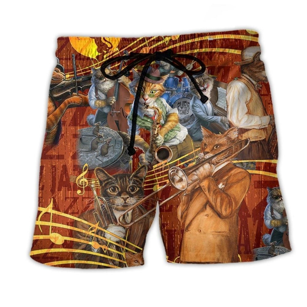 Cat Jazz Music Lover – Beach Short