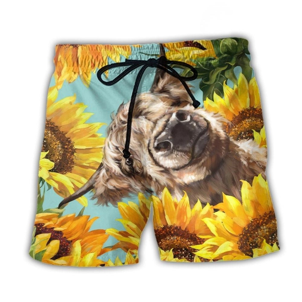 Cow With Sunflower Happy Farm – Beach Short