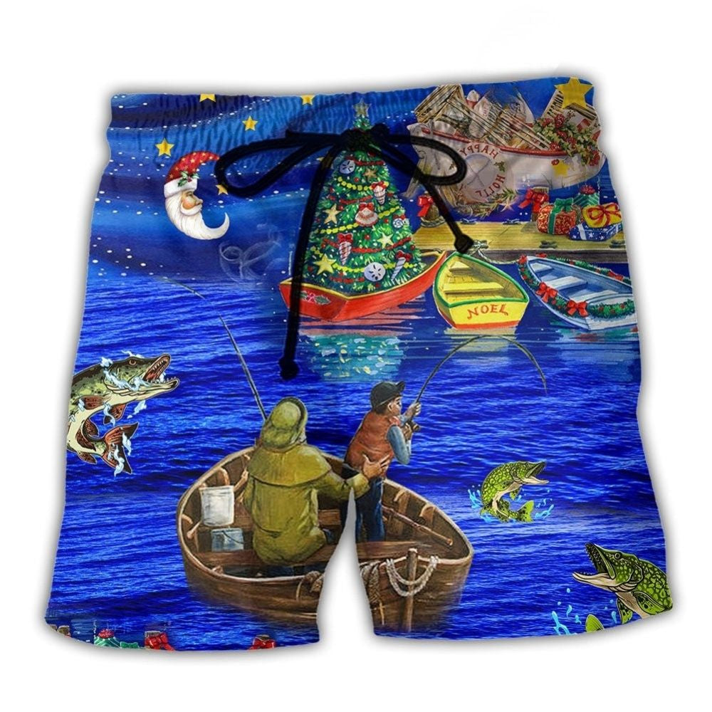 Fishing Lover Christmas Night Art – Beach Short