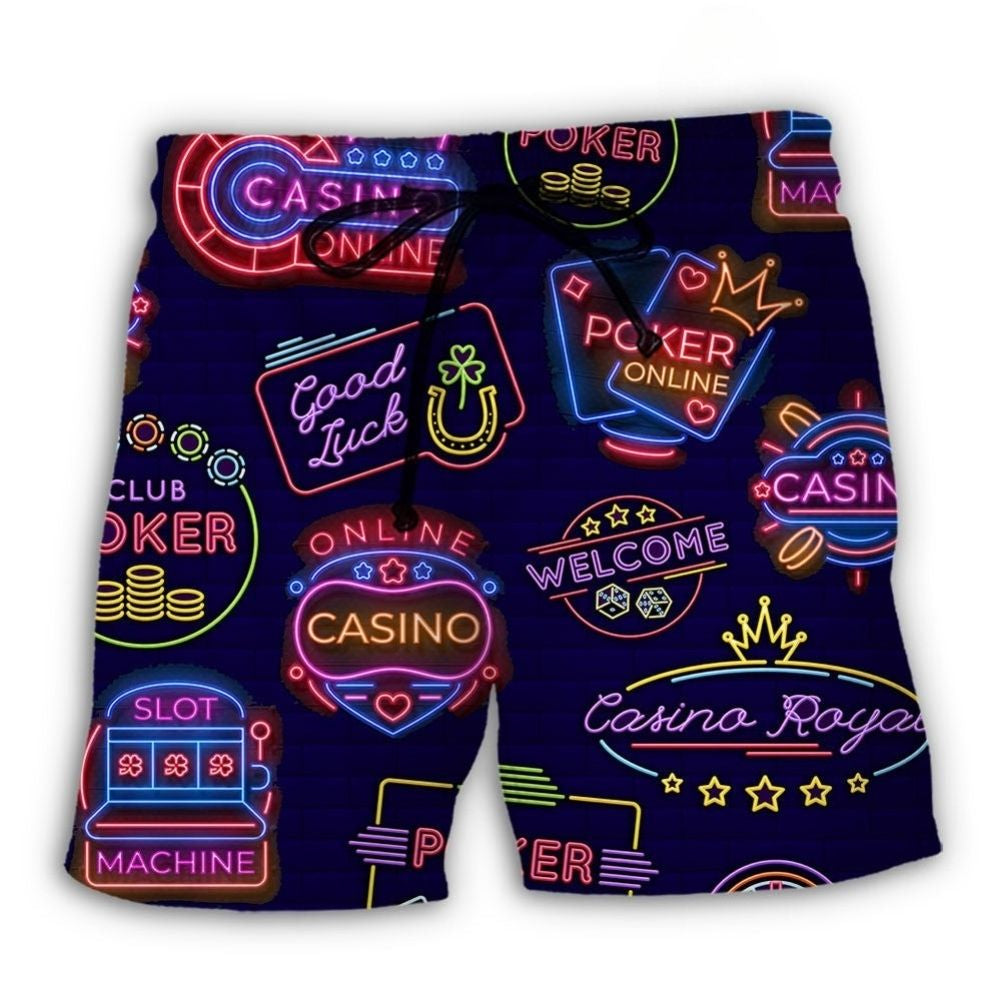Neon Poker Casino Art – Beach Short