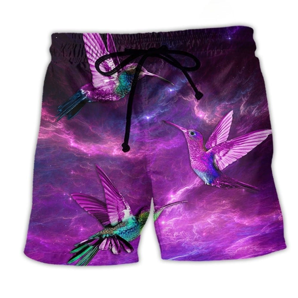 Purple Bird Sky Love Art – Beach Short