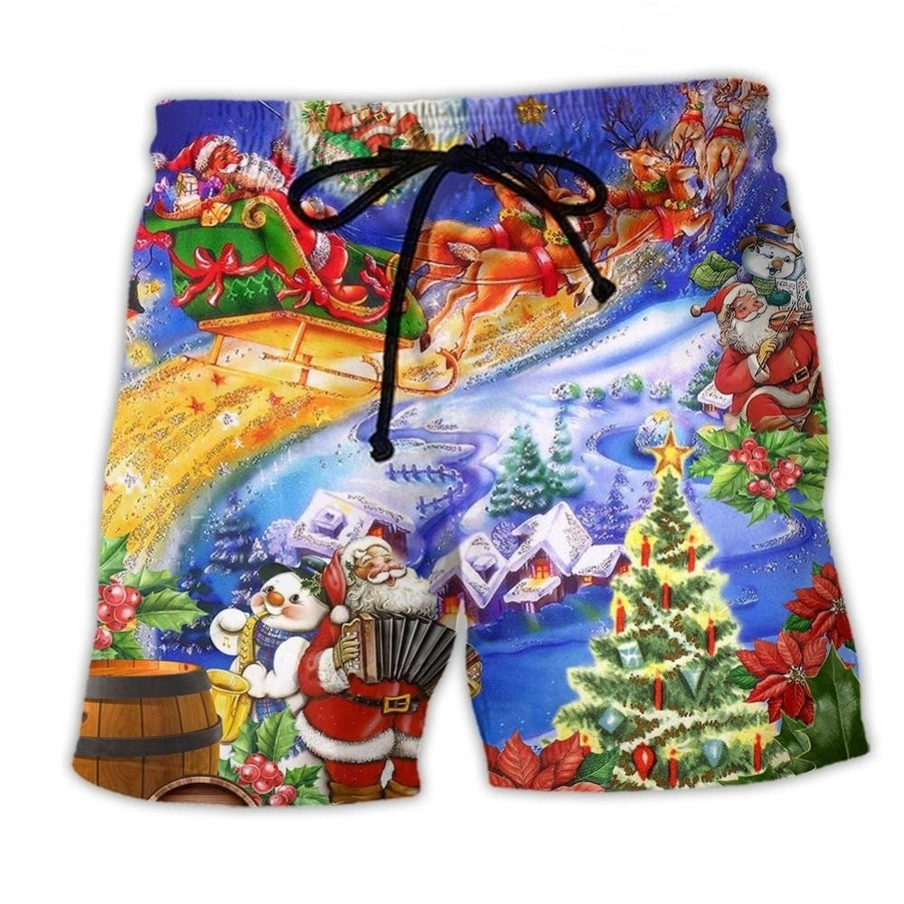 Santa Claus Christmas Night Love Art – Beach Short