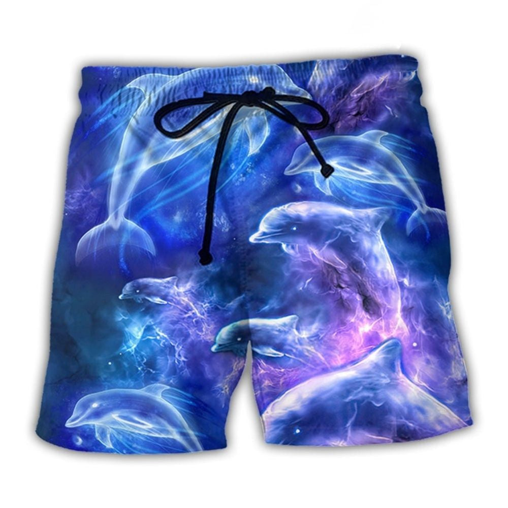 Dolphin Neon Galaxy Glow Fantasy Art – Beach Short