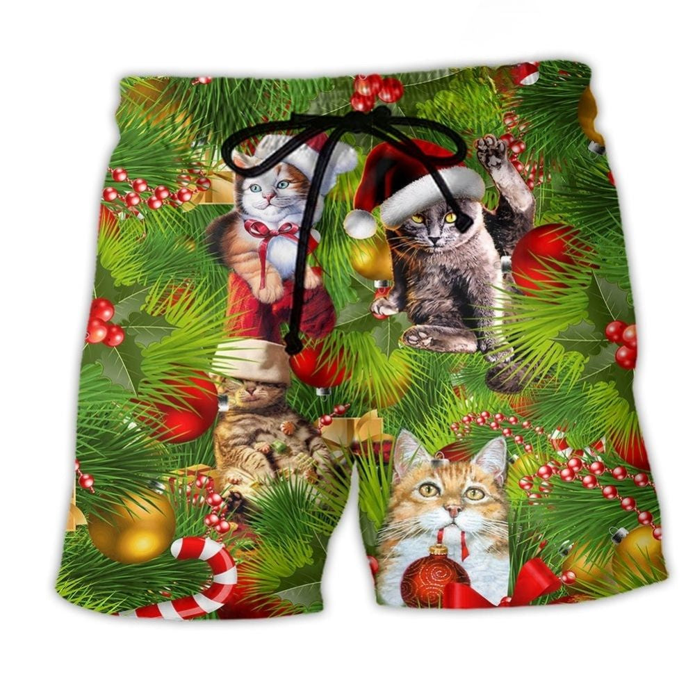 Christmas Lazy Cat Cozy Holiday – Beach Short