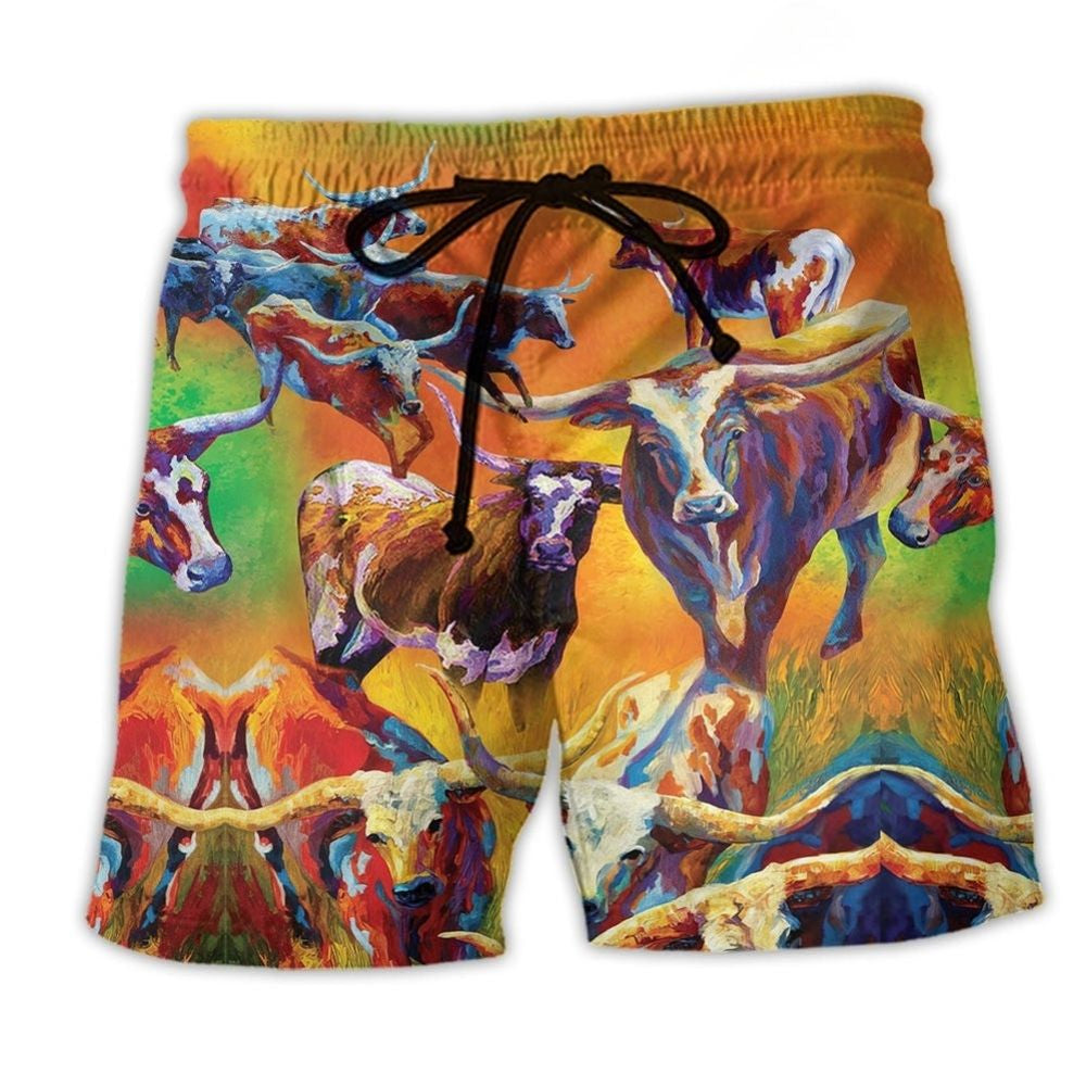 Buffalo Colorful Painting Art – Beach Short