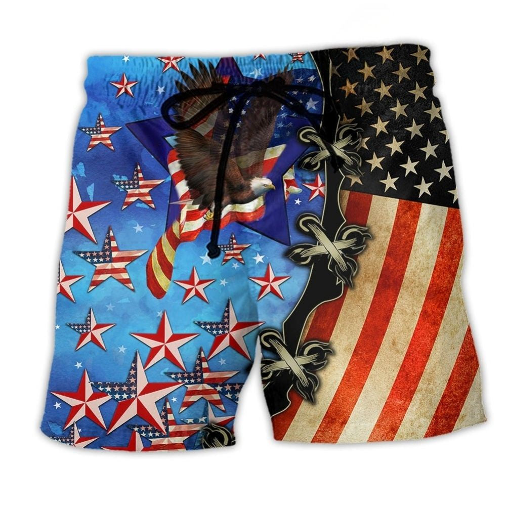 America Stars Quote Inspirational Art – Beach Short