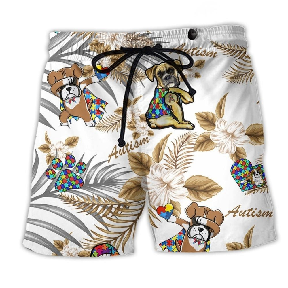 Autism Boxer Tropical Floral Art – Beach Short