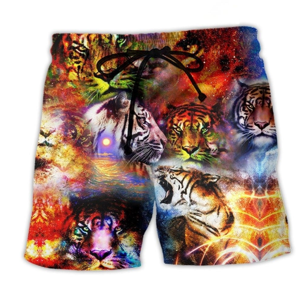 Cosmic Tiger Power Universe Art Style – Beach Short