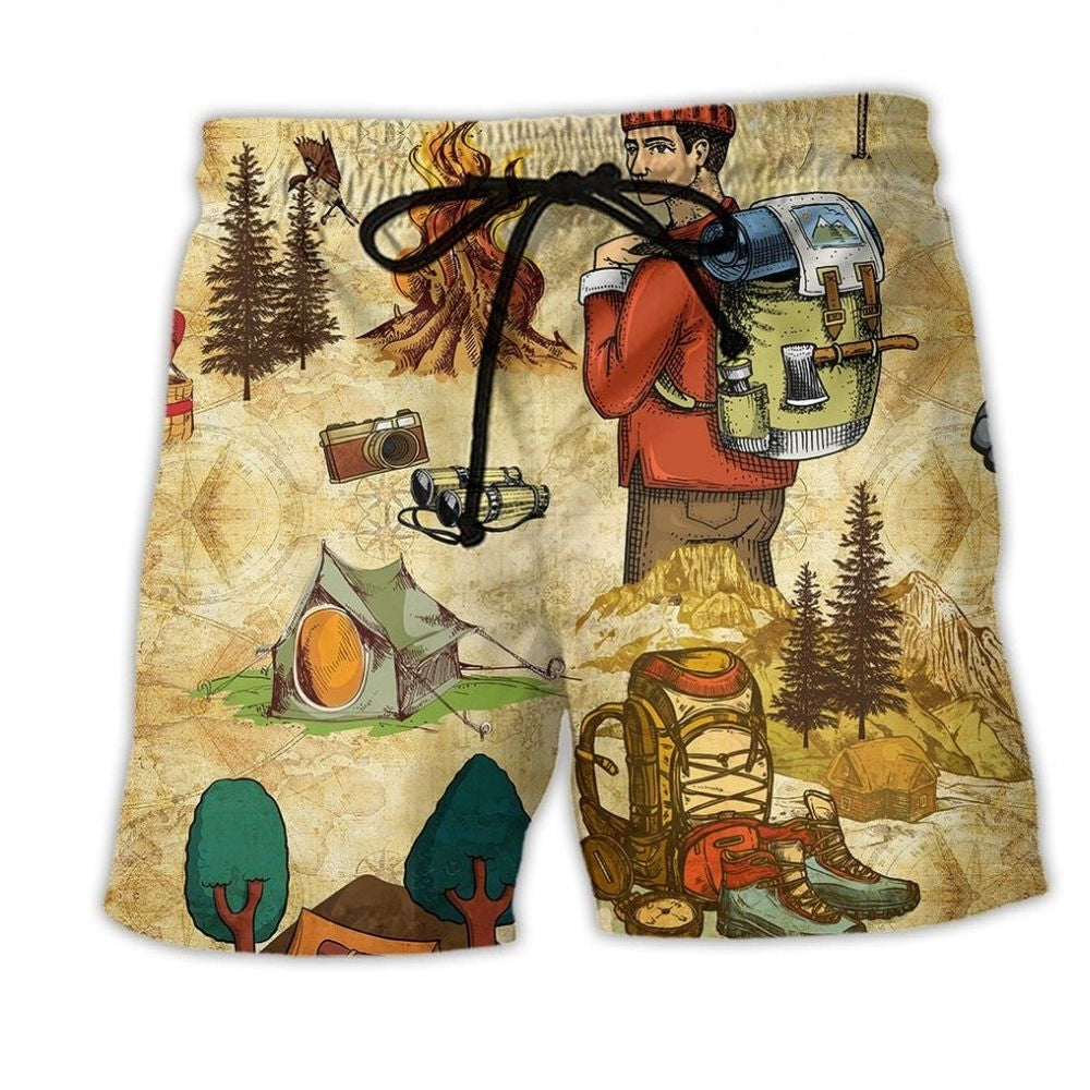 Camping Life Love Human Vintage Style – Beach Short
