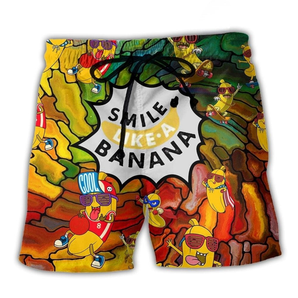 Banana Smile Funny Fruit Art – Beach Short
