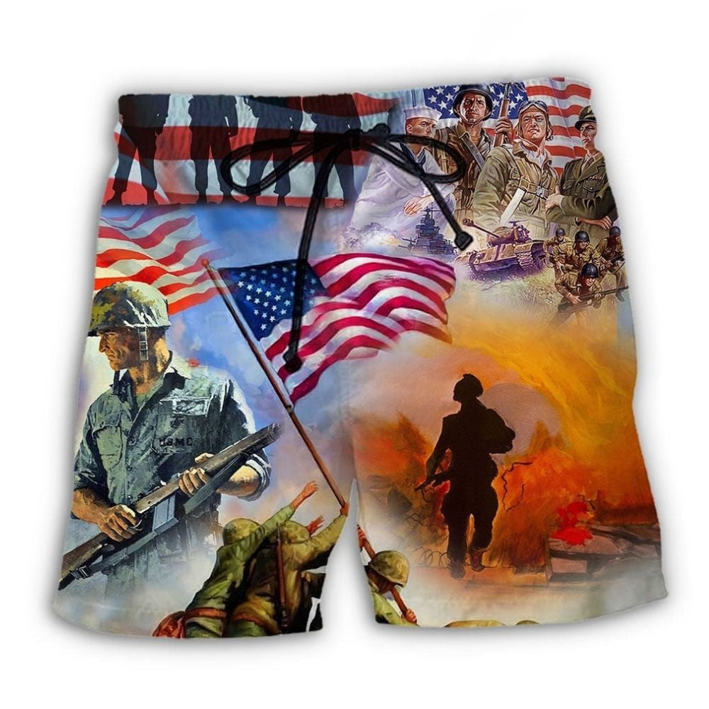 USA Veteran Proud Honor Art – Beach Short