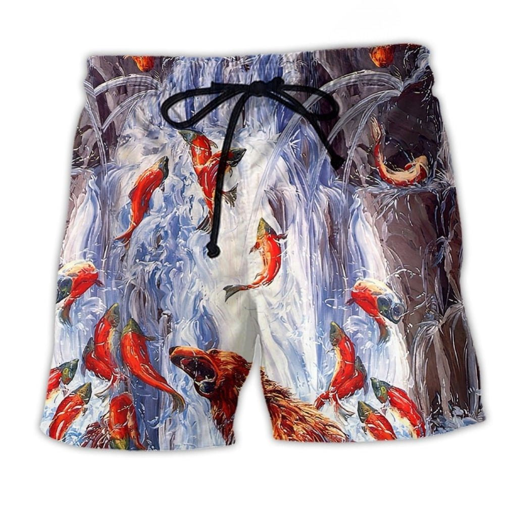 Bear Waterfall Fishing Art – Beach Short