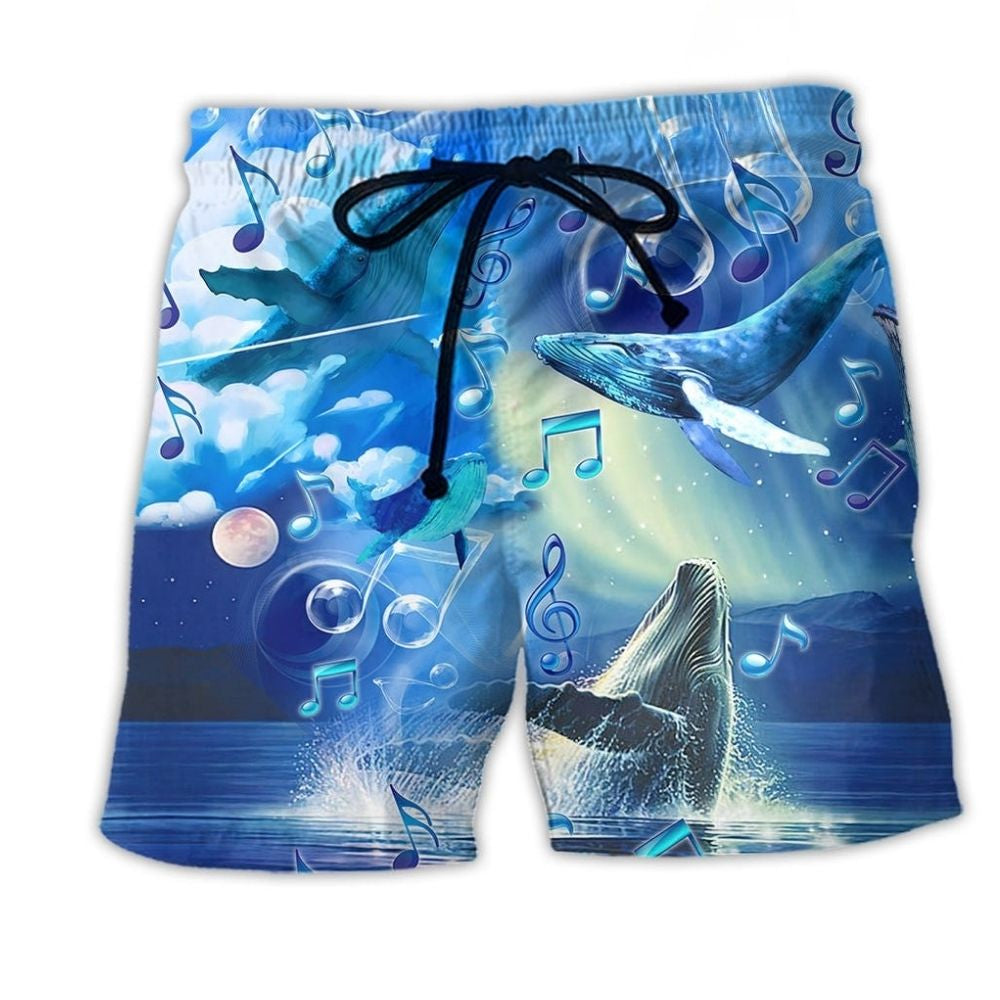 Whale Dancing Blue Sea Melody Art – Beach Short