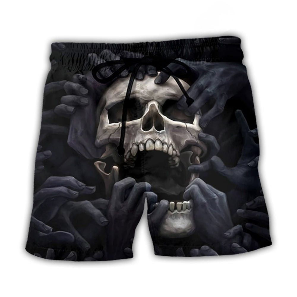 Skull Screaming Hell's Hand Dark Style - Beach Short