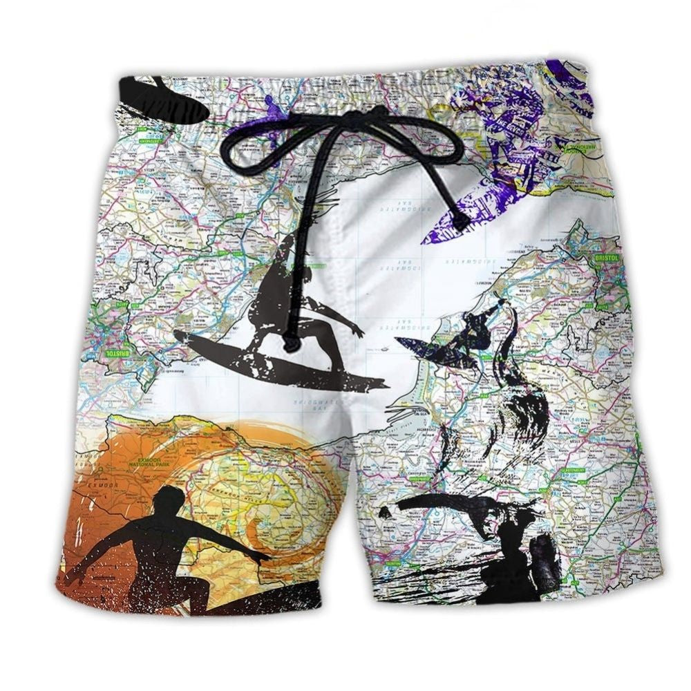 Surfing Is My Life Color Wave Art – Beach Short