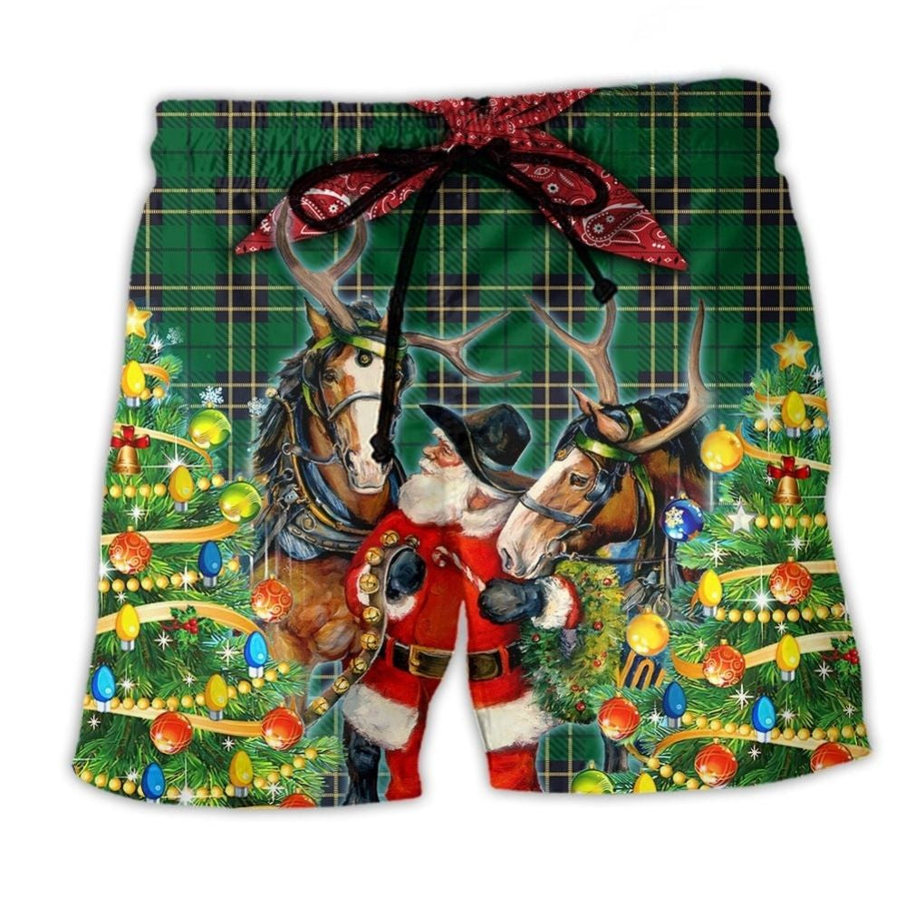 Green Santa Cowboy Christmas Style – Beach Short