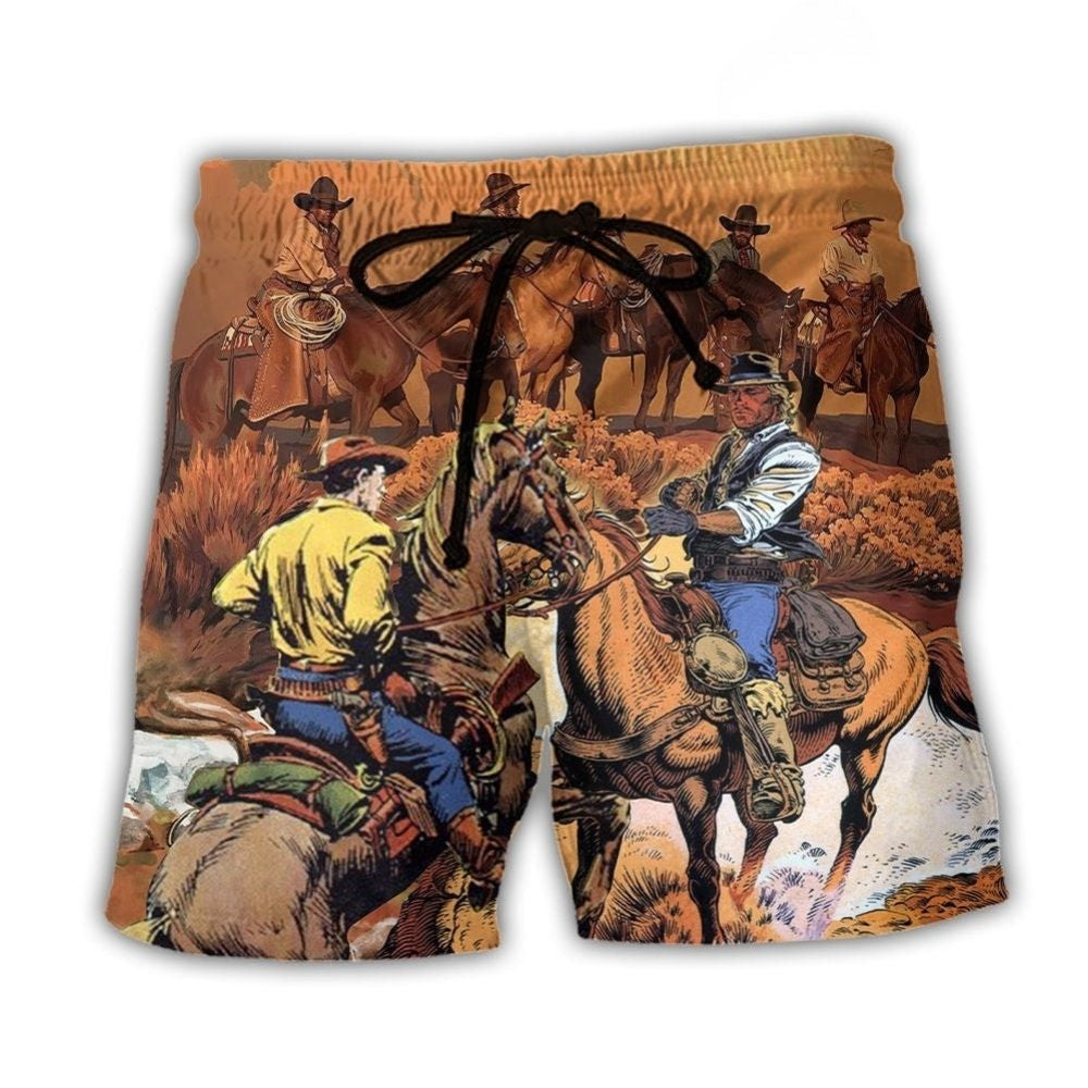 Western Cowboy Riding Horse Classic Style – Beach Short