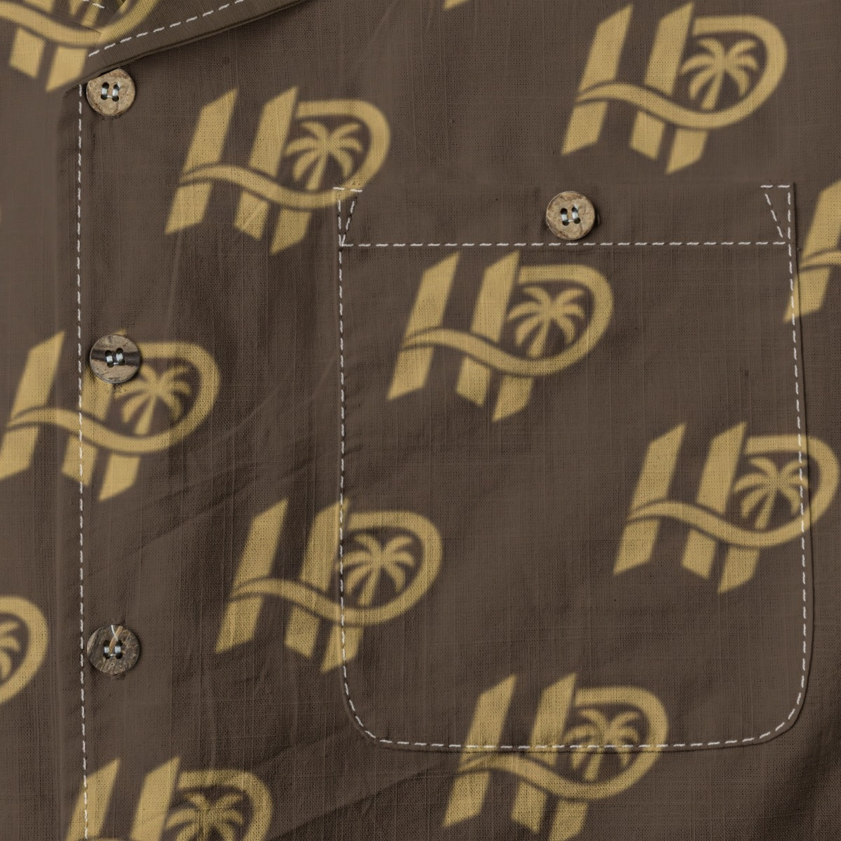 HP Palm Monogram Hawaiian Shirt – Brown & Gold