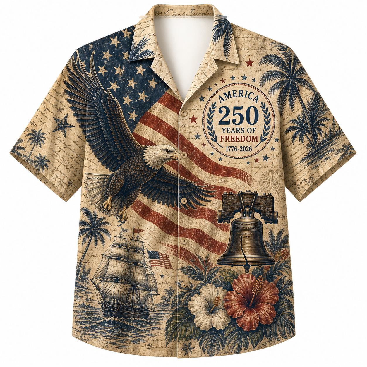 America 250th Vintage Island Hawaiian Shirt