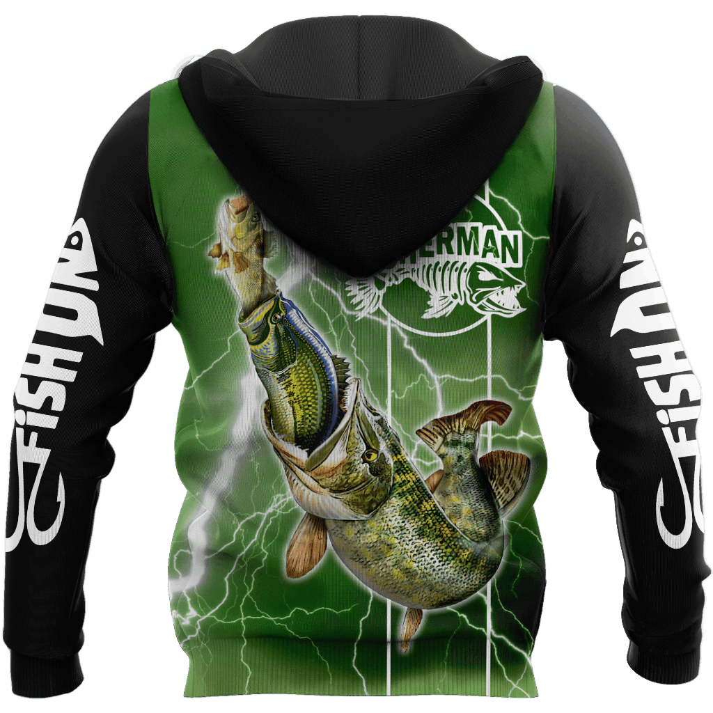 The Great Fish Eats The Small Green Fishing Graphic – 3D Hoodie