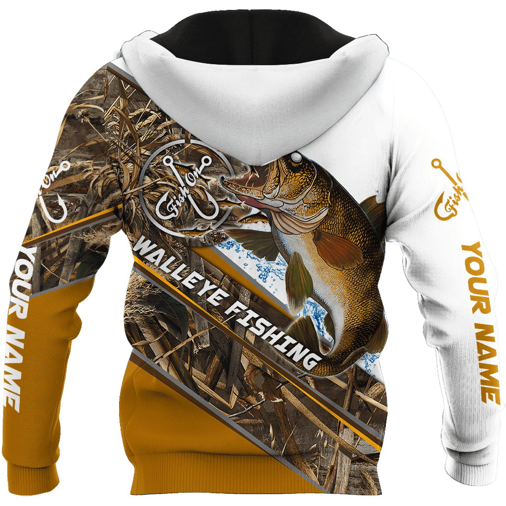 Custom Name Walleye Fishing Camo Graphic – 3D Hoodie