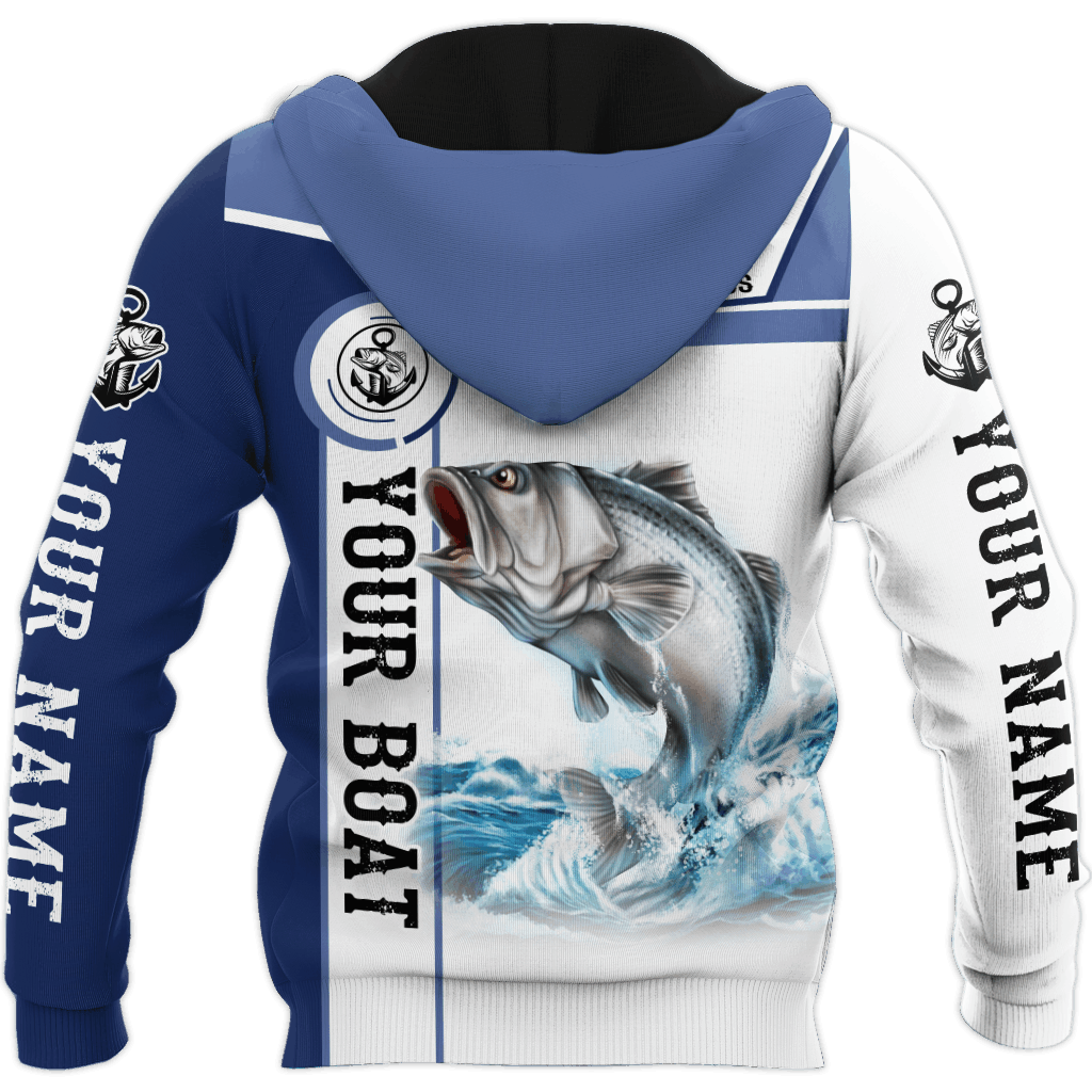 Custom Name Striped Bass Fishing Catch And Release Graphic – 3D Hoodie