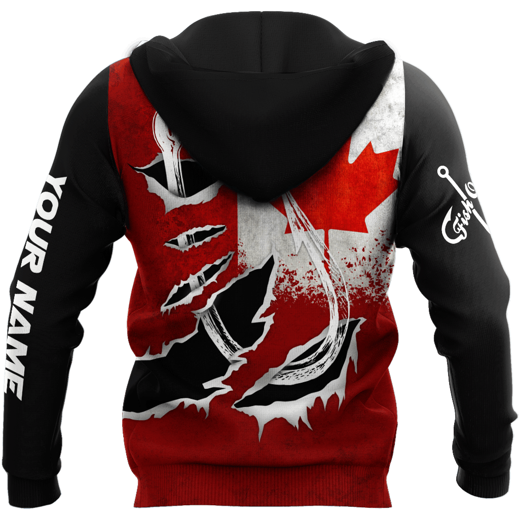 Custom Name Hooked On Fishing Canada Graphic – 3D Hoodie