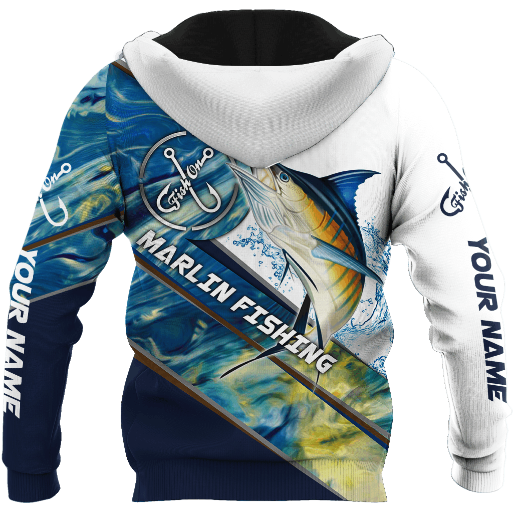 Custom Name Marlin Fishing Camo Graphic – 3D Hoodie