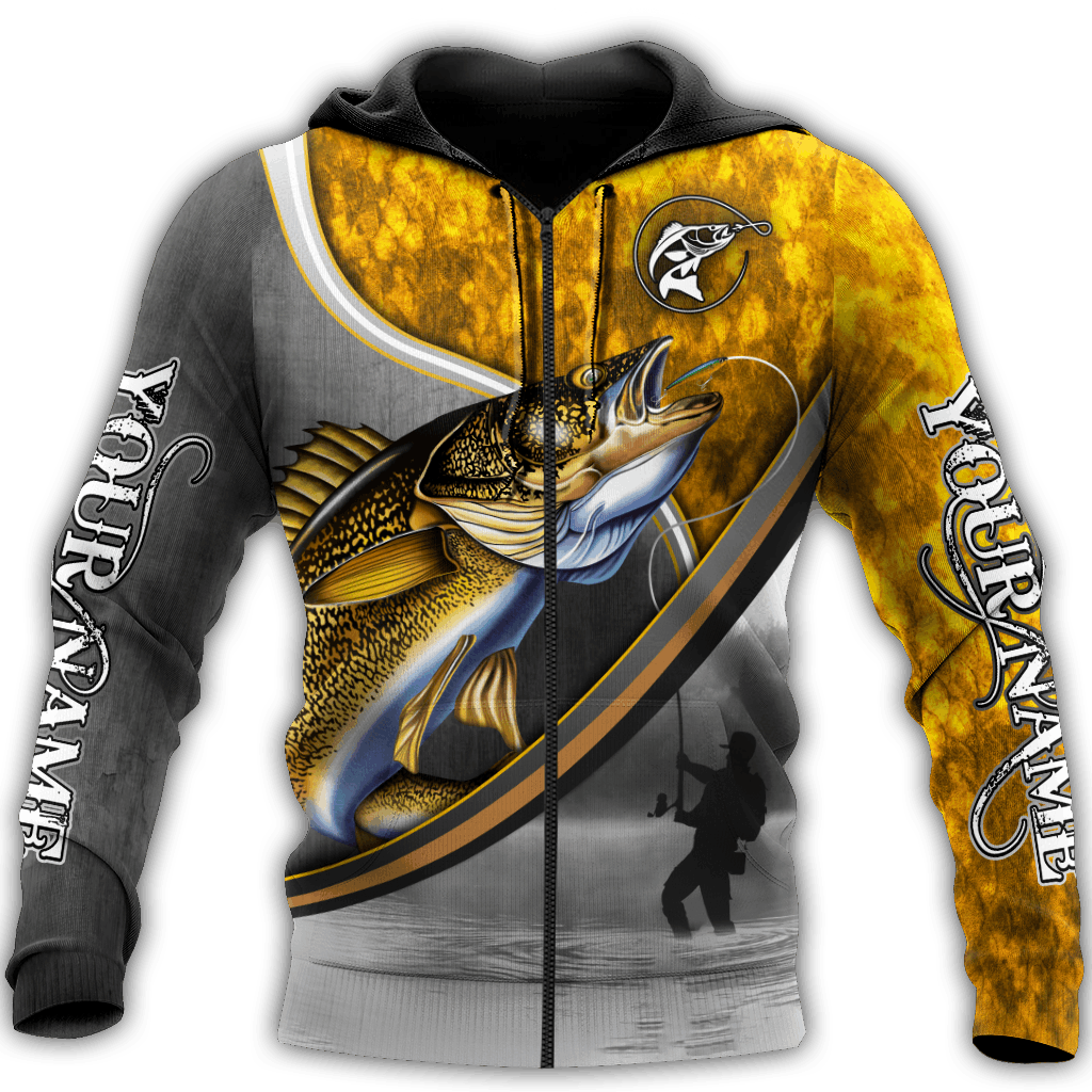 Custom Name Walleye Fishing Fisherman Camo Graphic – 3D Hoodie