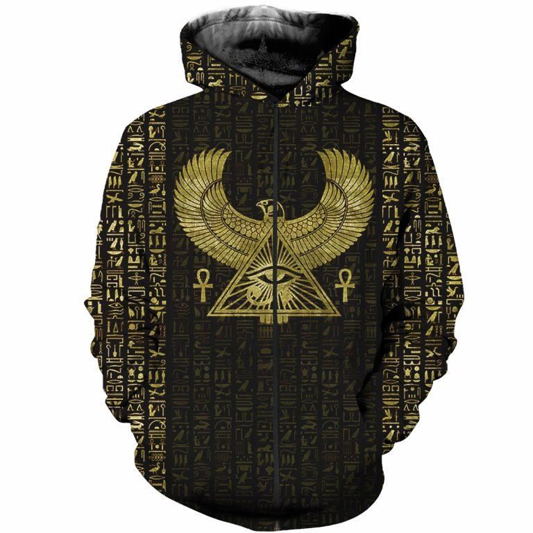 Collection Eye Of Horus And Hieroglyphs Art – 3D Hoodie