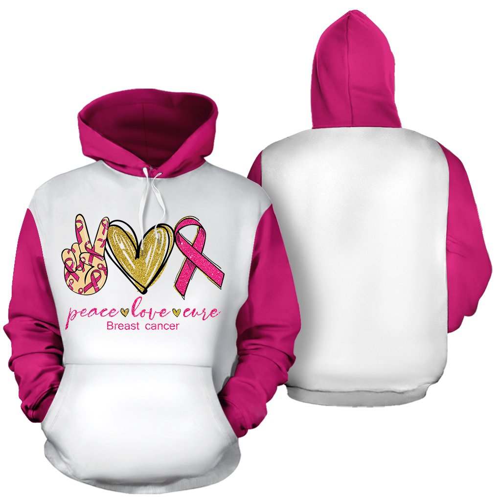 Peace Love Cure Breast Cancer Awareness – 3D Hoodie
