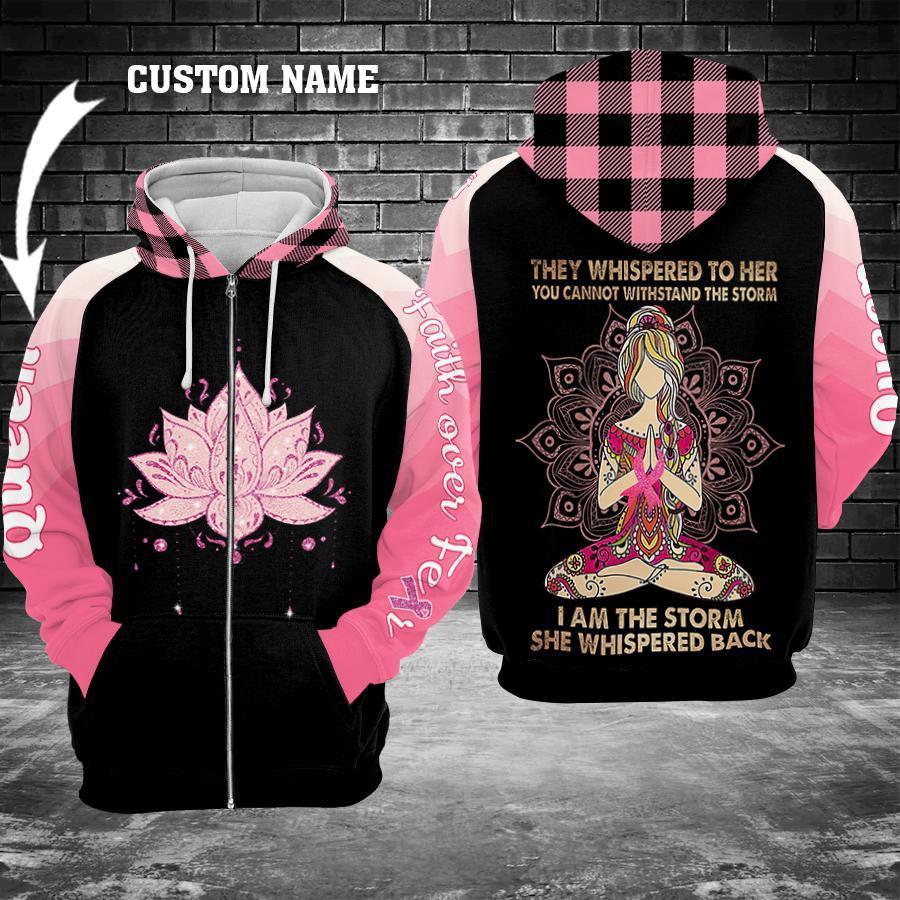 Faith Over Fear Breast Cancer Awareness Art – 3D Hoodie