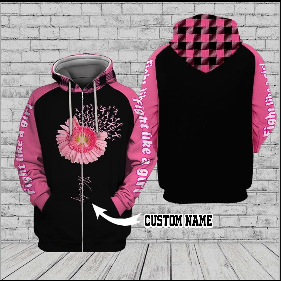 Breast Cancer Awareness Pink Daisy Ribbon Art – 3D Hoodie