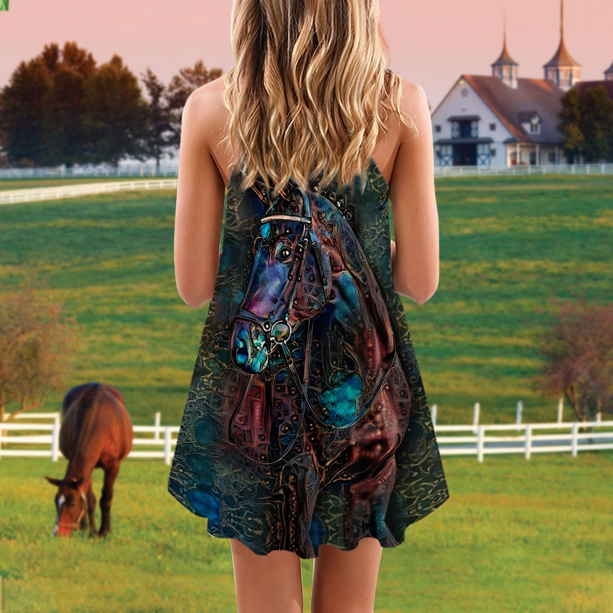 Horse Nature Spirit Limited – Women's Summer Sleeveless V-Neck Camisole Dress