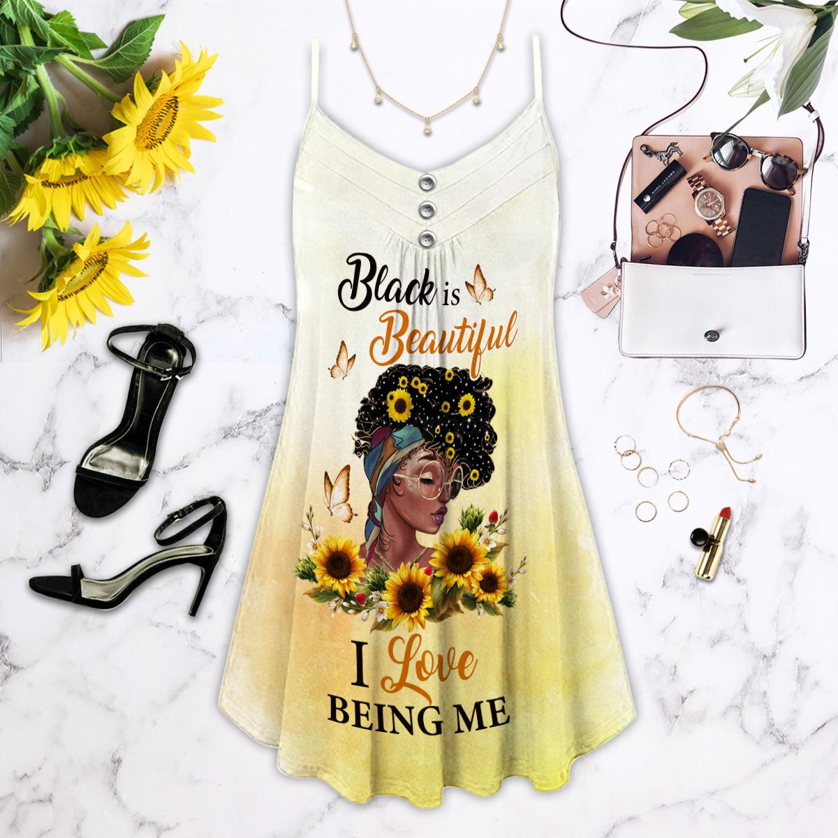 Beautiful Black Women Style Limited – Women's Summer Sleeveless V-Neck Camisole Dress