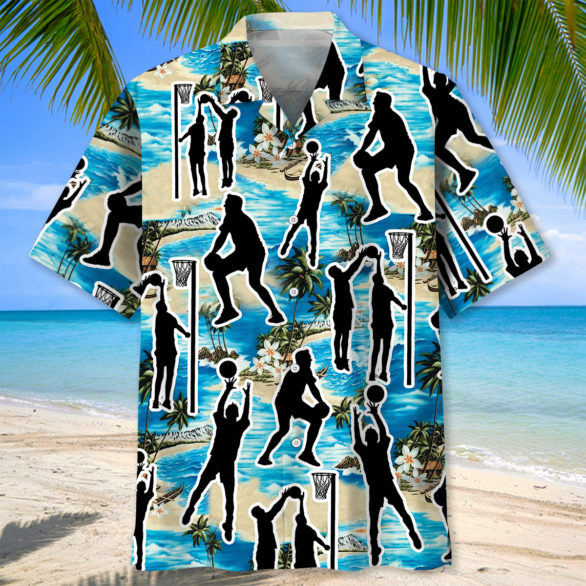 Blue Netball Beach Hawaiian Shirt