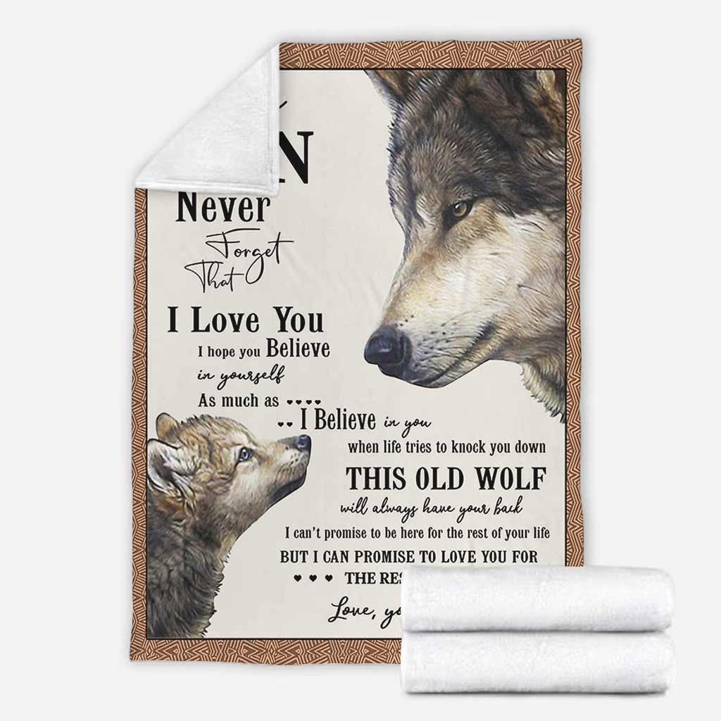 Wolf To My Son Never Forget Flannel Blanket For Cozy Home Lounging And Gifting