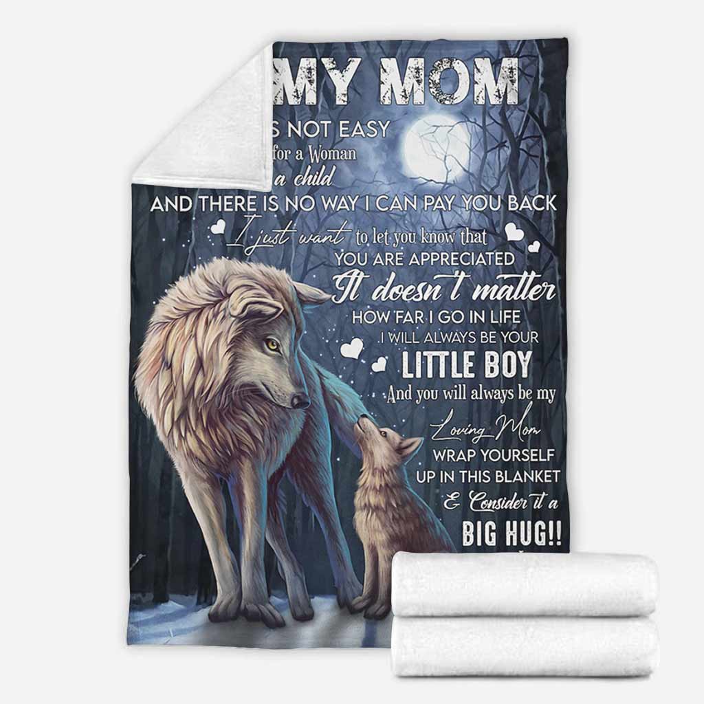 Wolf To My Mom With Moon Flannel Blanket For Cozy Home Lounging And Gifting