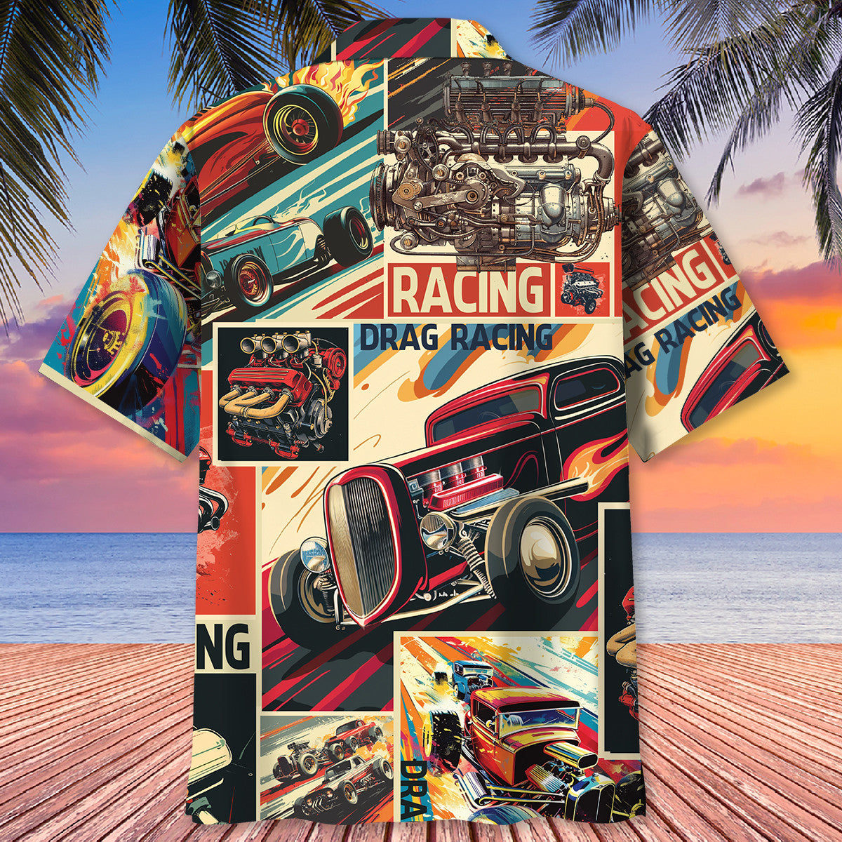 Drag Racing Retro Magazine Hawaiian Shirt