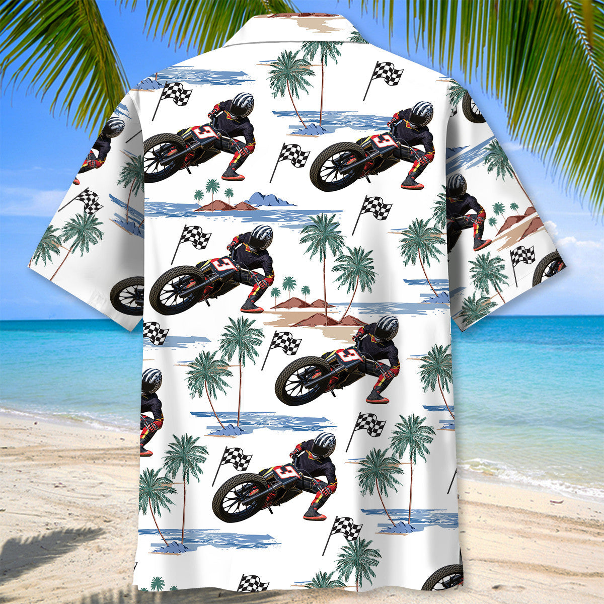 Tropical Flat-Track Bike Racing Hawaiian Shirt