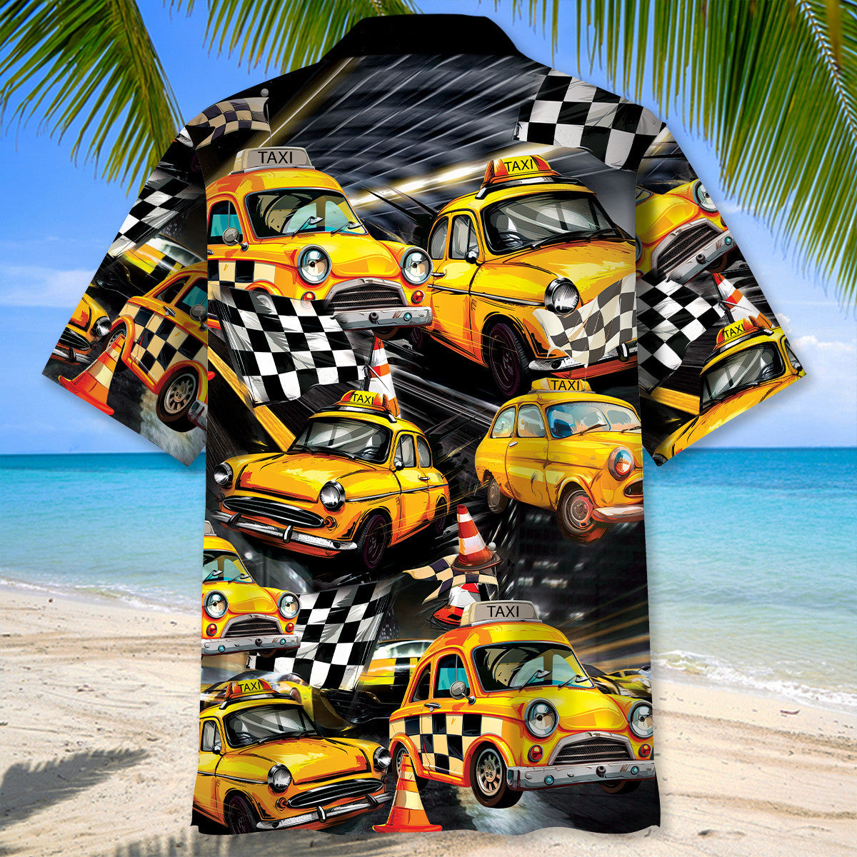 Drag Racing Yellow Taxi Car Street Style – Hawaiian Shirt