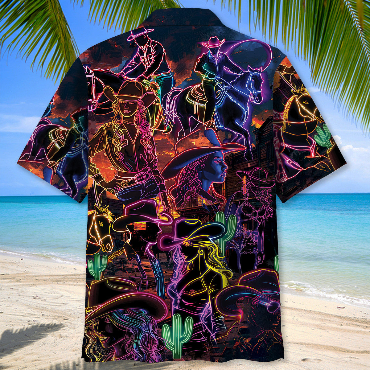 Neon Cowboy Vintage Art Retro Style – Hawaiian Shirt