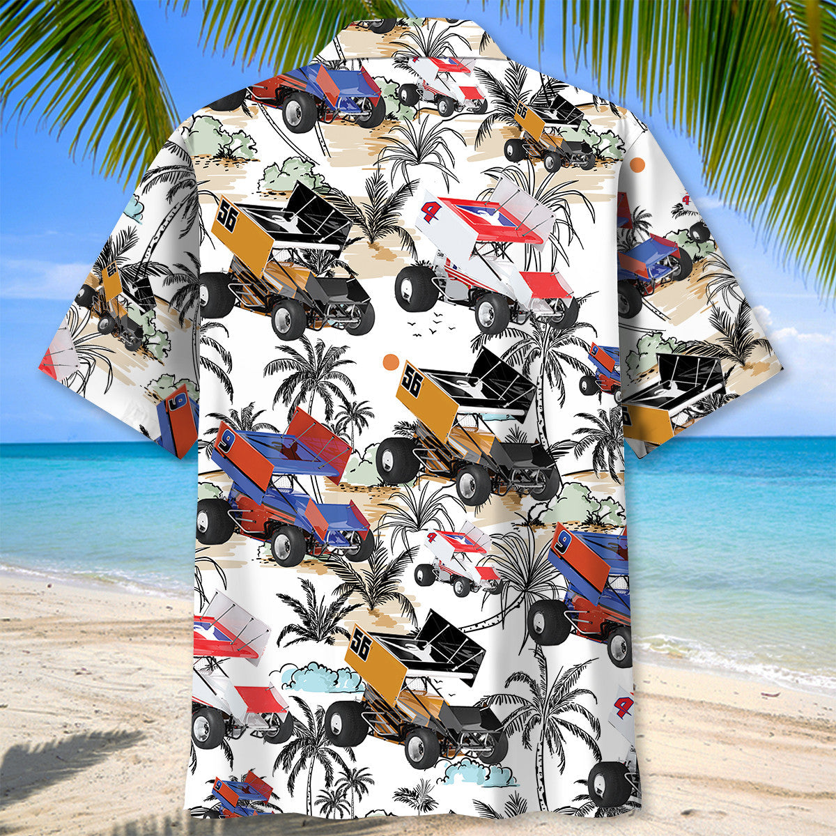 Tropical Sprint Car Racing Retro Style – Hawaiian Shirt