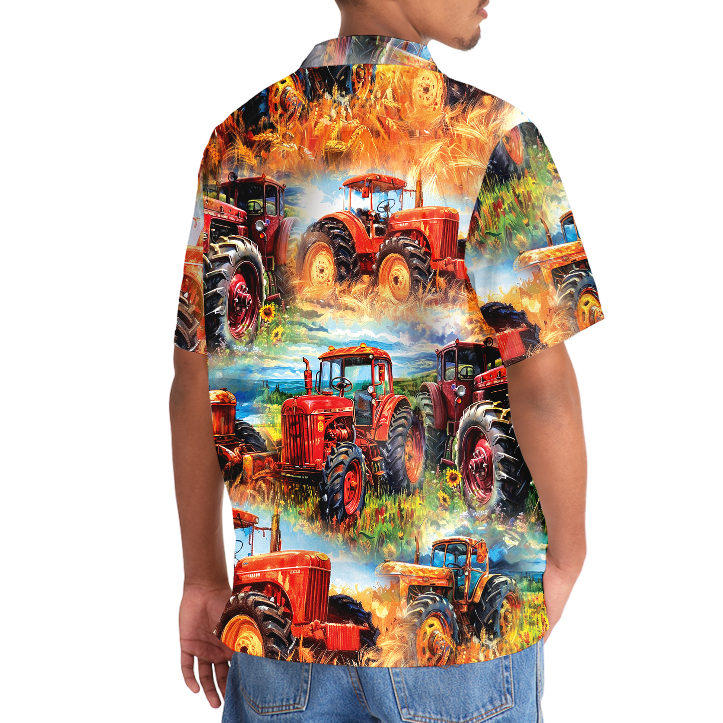 Vintage Tractor Art Hawaiian Shirt