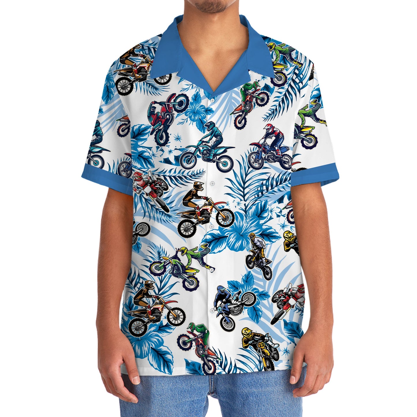Blue Dirtbike Racing Hawaiian Shirt