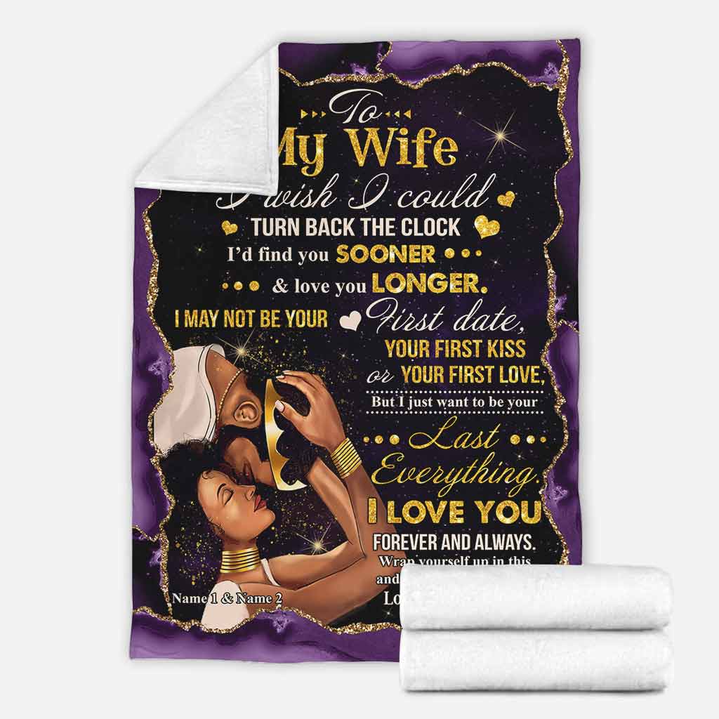 African American I Wish I Could Turn Back The Clock Personalized Flannel Blanket For Cozy Home Lounging And Gifting