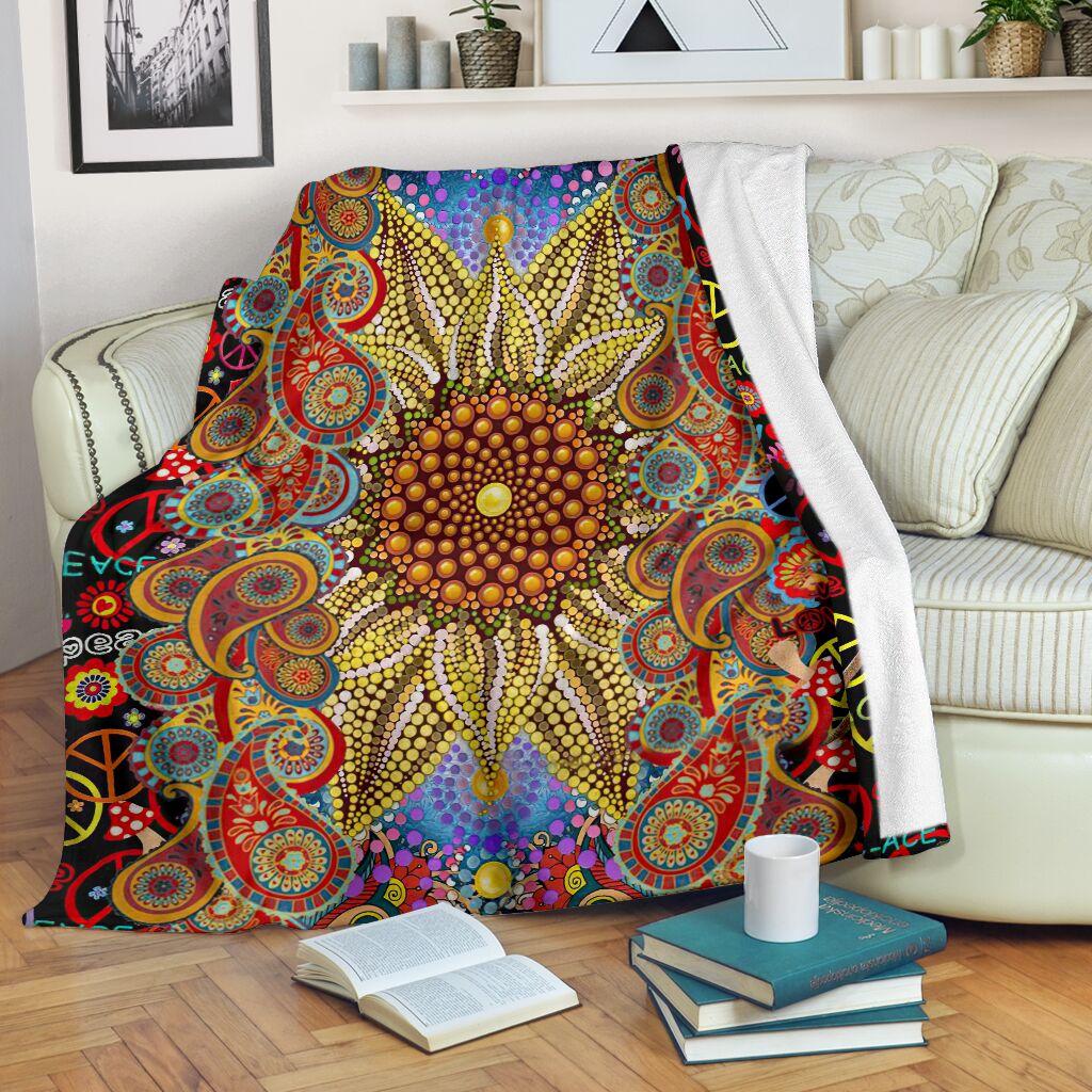 Hippie Soul Floral Beautiful Flannel Blanket For Warm Home Decor And Relaxation