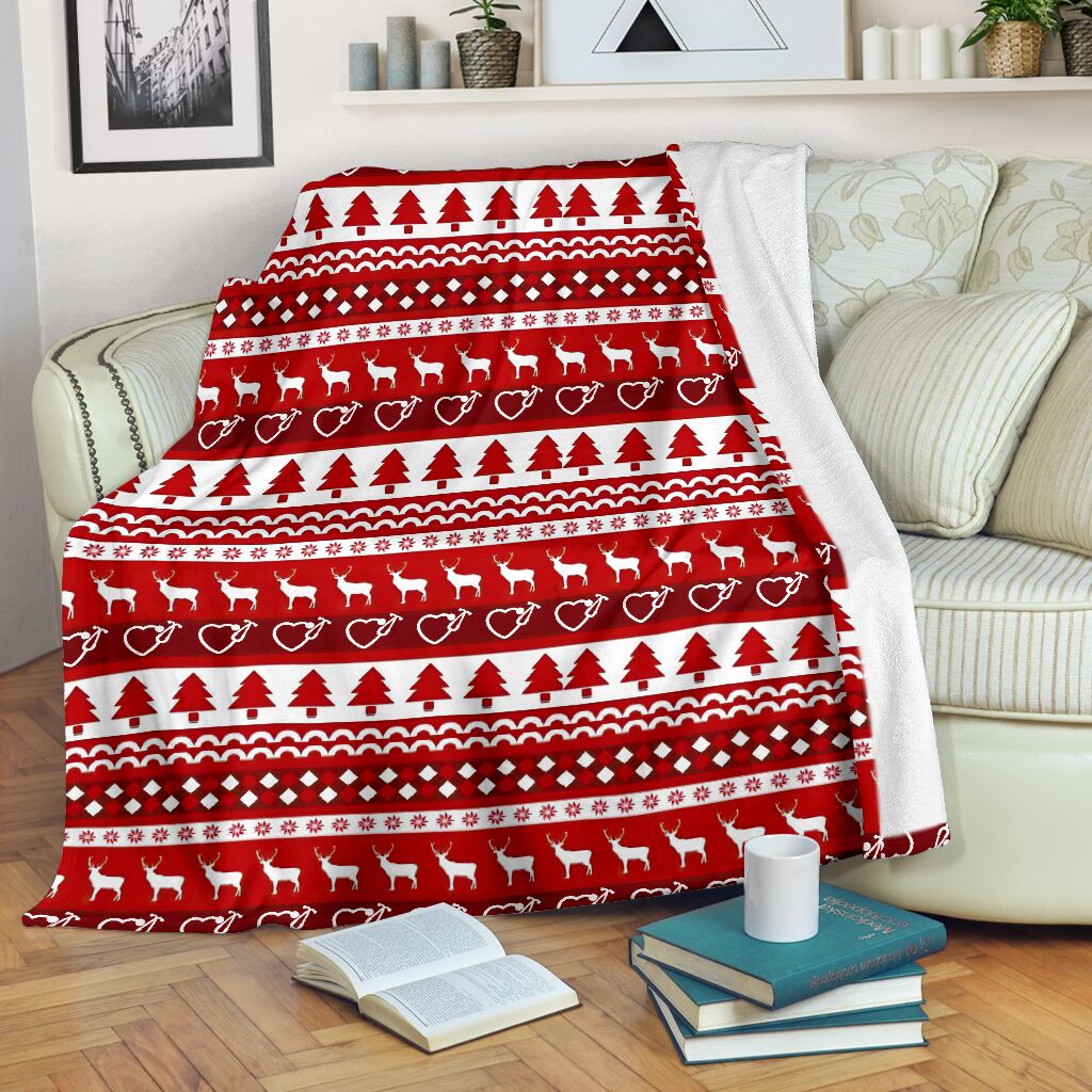 Nurse Christmas Simple Pattern Flannel Blanket For Warm Home Decor And Relaxation