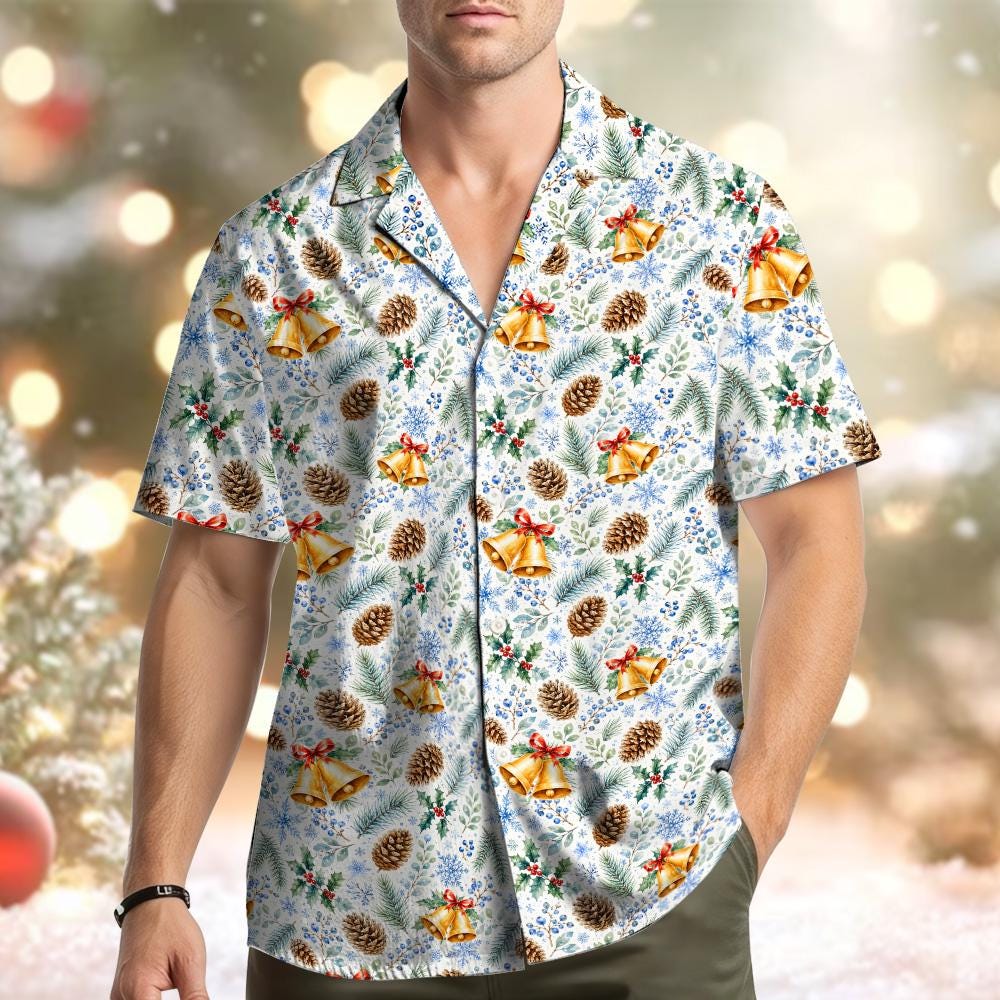 Christmas Pine Cone Bell Holly Snowflake Winter – Hawaiian Shirt