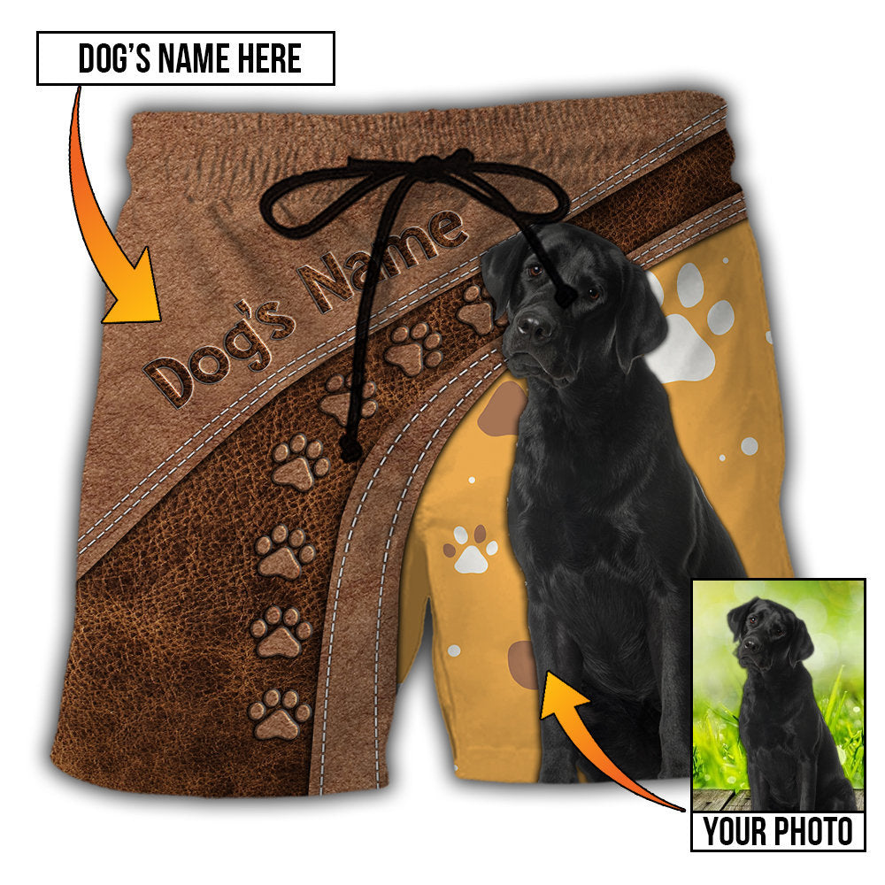 Dog Paw Various Leather Style Custom Photo Personalized - Beach Short